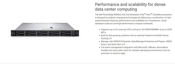 DELL EMC 파워엣지 R650 엔터프라이즈 레벨 인텔 Xeon 4310 1U 랙 서버